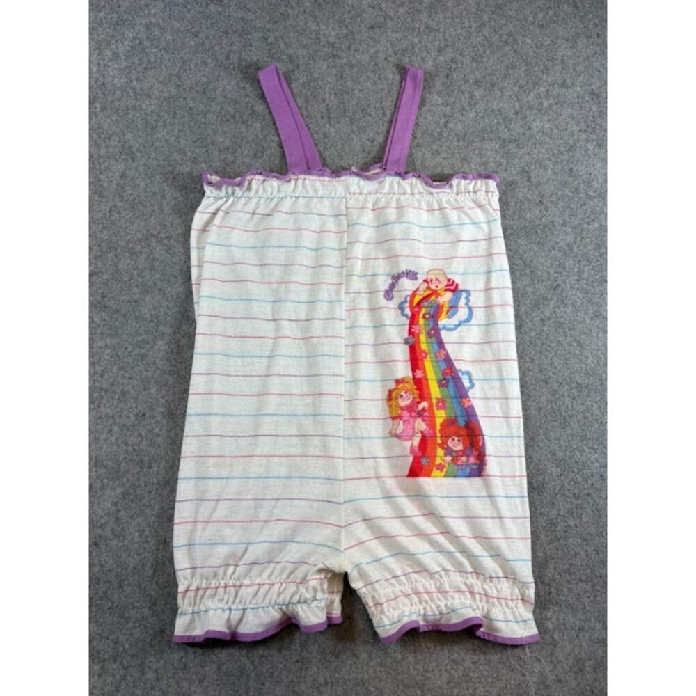 Vintage Wundies Cabbage Patch Kids Rainbow Striped Romper 2T Smocked Ruffle 80s